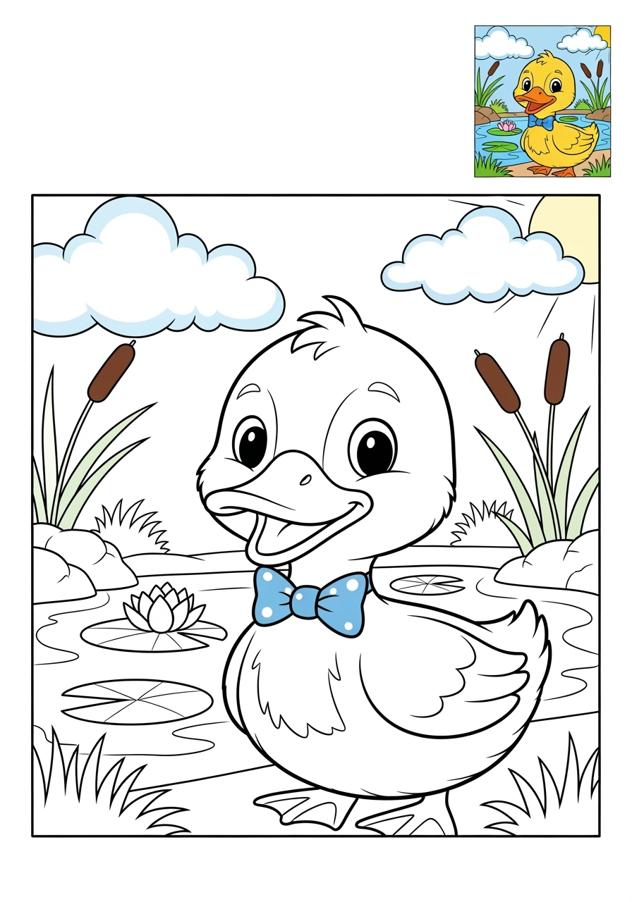 advanced animals Farmyard Friends duckling kids coloring page 0