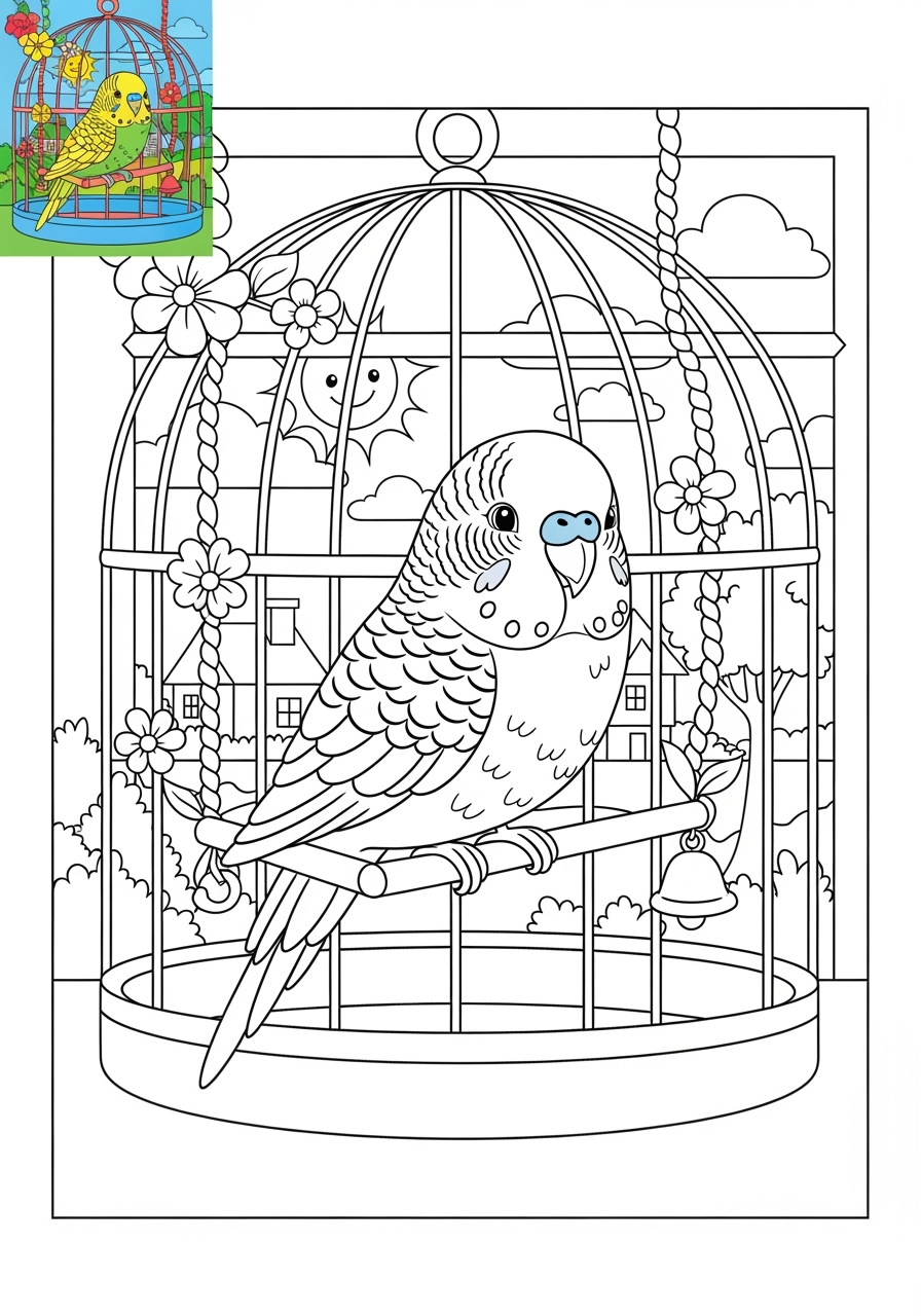 advanced animals Pet Pals budgie kids coloring page 0