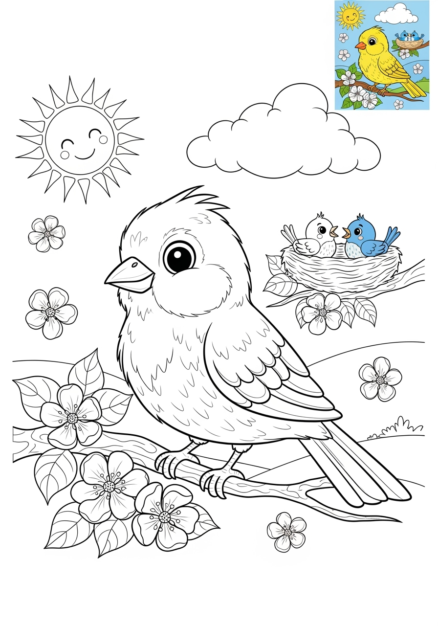 advanced animals Pet Pals canary kids coloring page 0