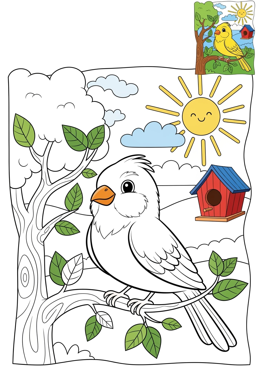 advanced animals Pet Pals canary kids coloring page 1