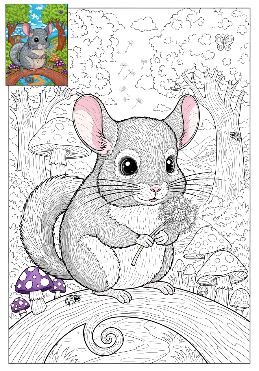 advanced animals Pet Pals chinchilla kids coloring page 1