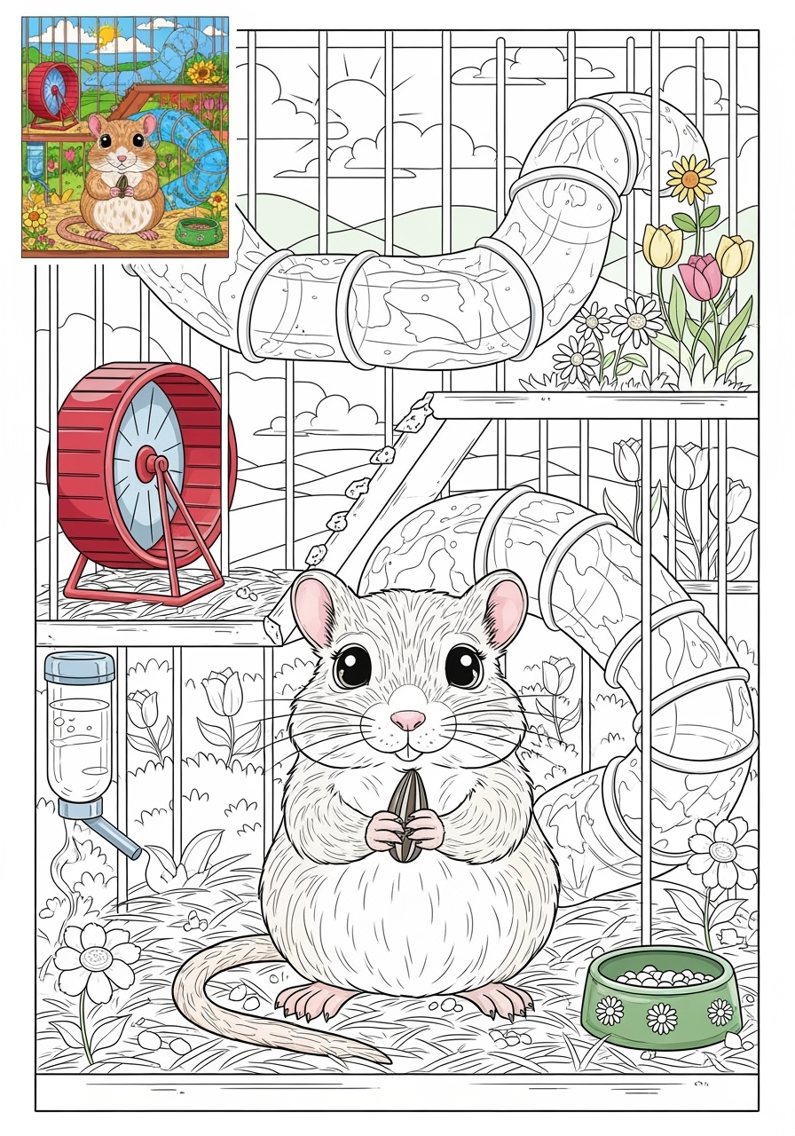advanced animals Pet Pals gerbil kids coloring page 0