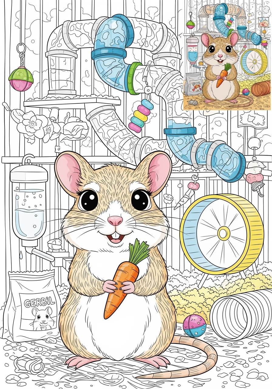 advanced animals Pet Pals gerbil kids coloring page 1