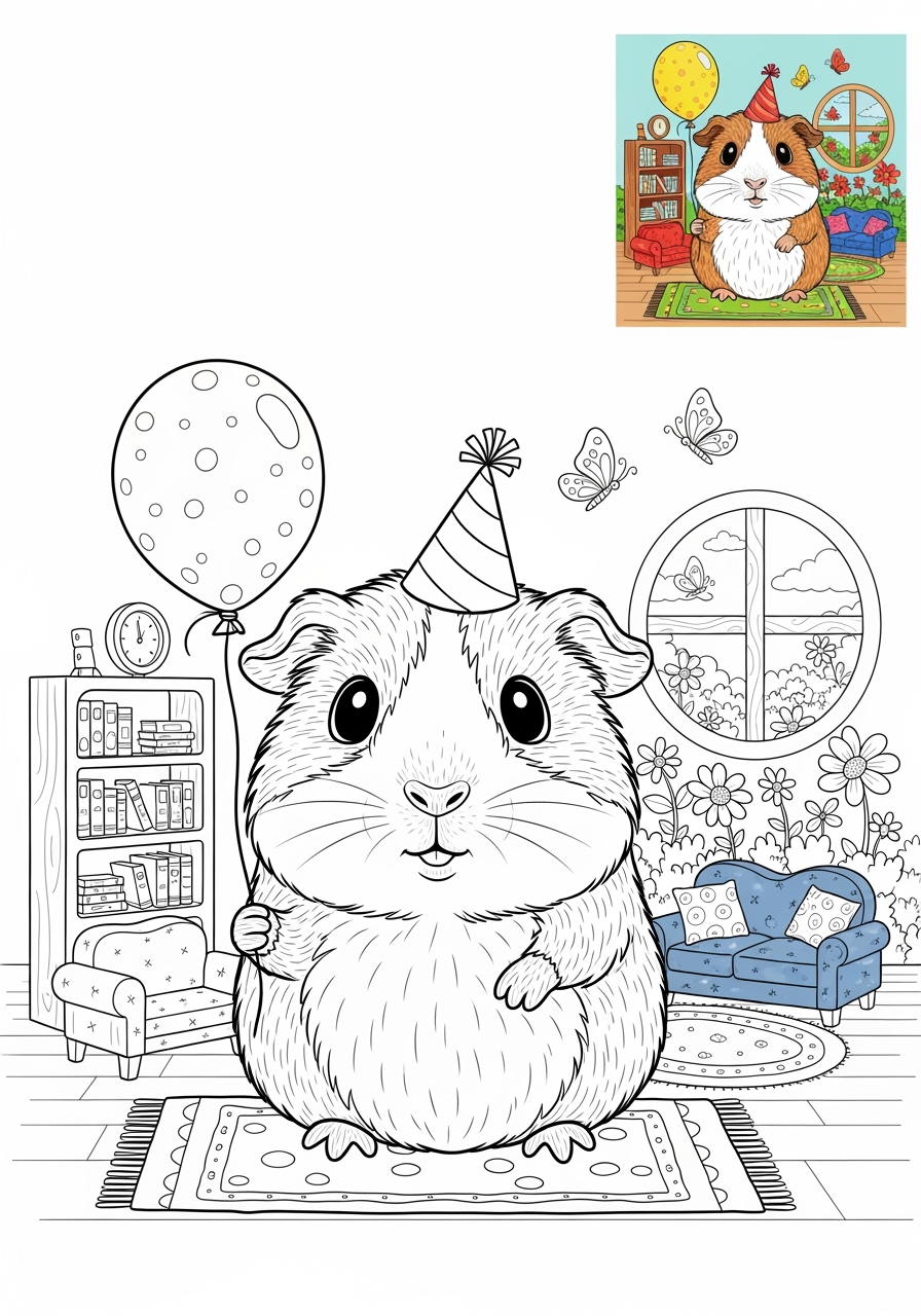advanced animals Pet Pals guinea pig kids coloring page 0