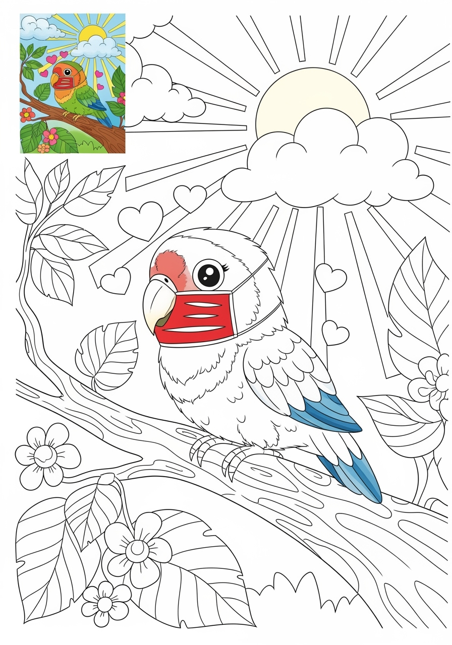 advanced animals Pet Pals lovebird kids coloring page 0