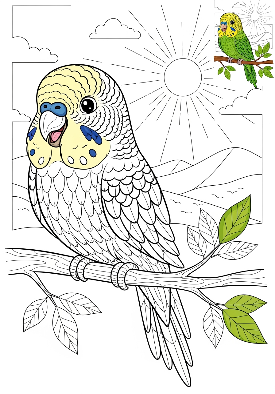 advanced animals Pet Pals parakeet kids coloring page 0