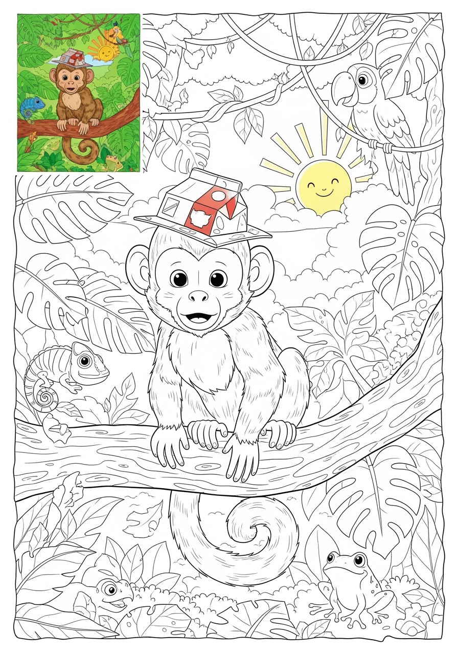 advanced animals River & Wetland capuchin kids coloring page 0