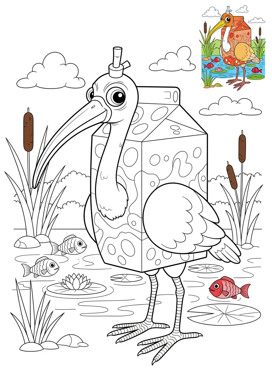 advanced animals River & Wetland ibis kids coloring page 0