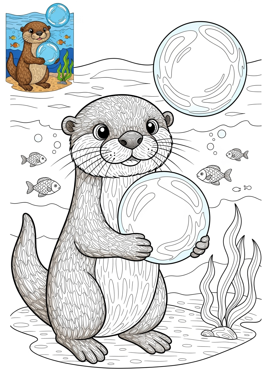 advanced animals River & Wetland otter clawless kids coloring page 0