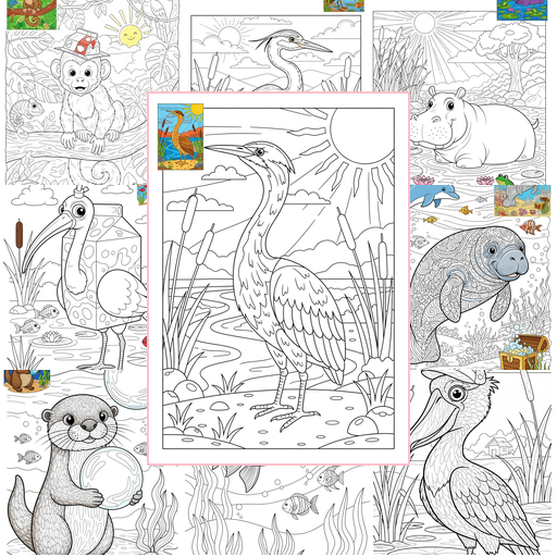 Advanced Animals River & Wetland Coloring Sheets Collections Thumbnail