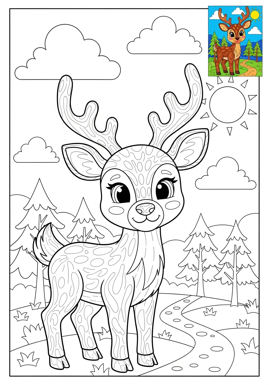 advanced animals Mammals (Forest/Farm) deer kids coloring page 0