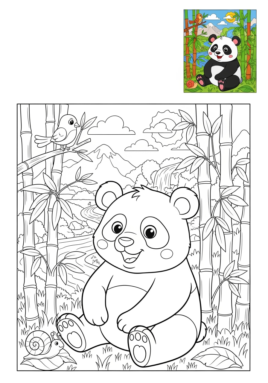advanced animals Mammals (Forest/Farm) panda kids coloring page 0
