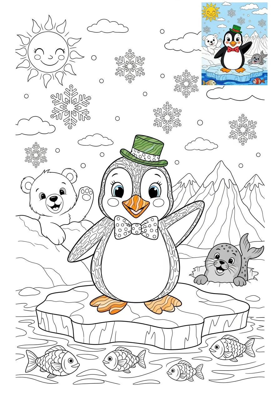 advanced animals Mammals (Forest/Farm) penguin kids coloring page 0