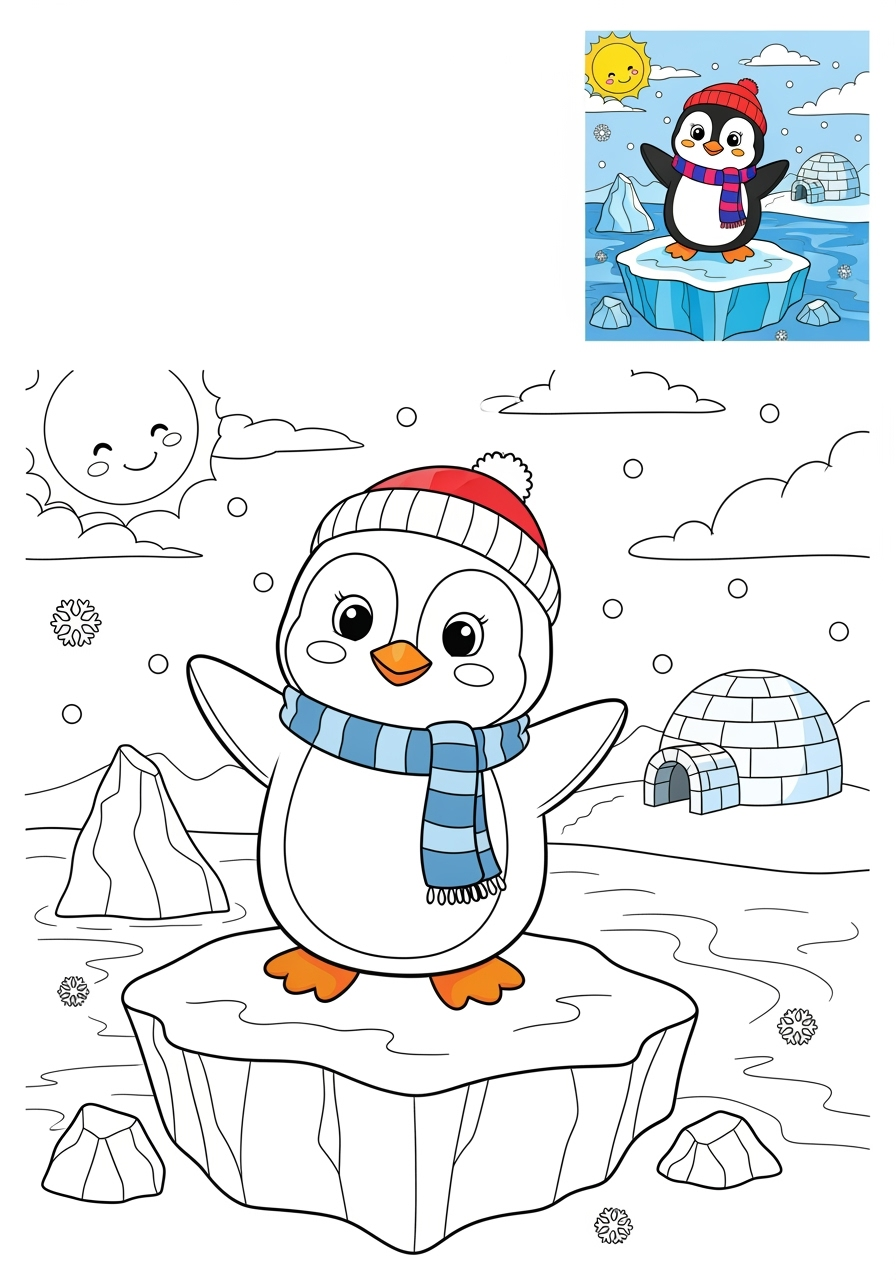 advanced animals Mammals (Forest/Farm) penguin kids coloring page 1