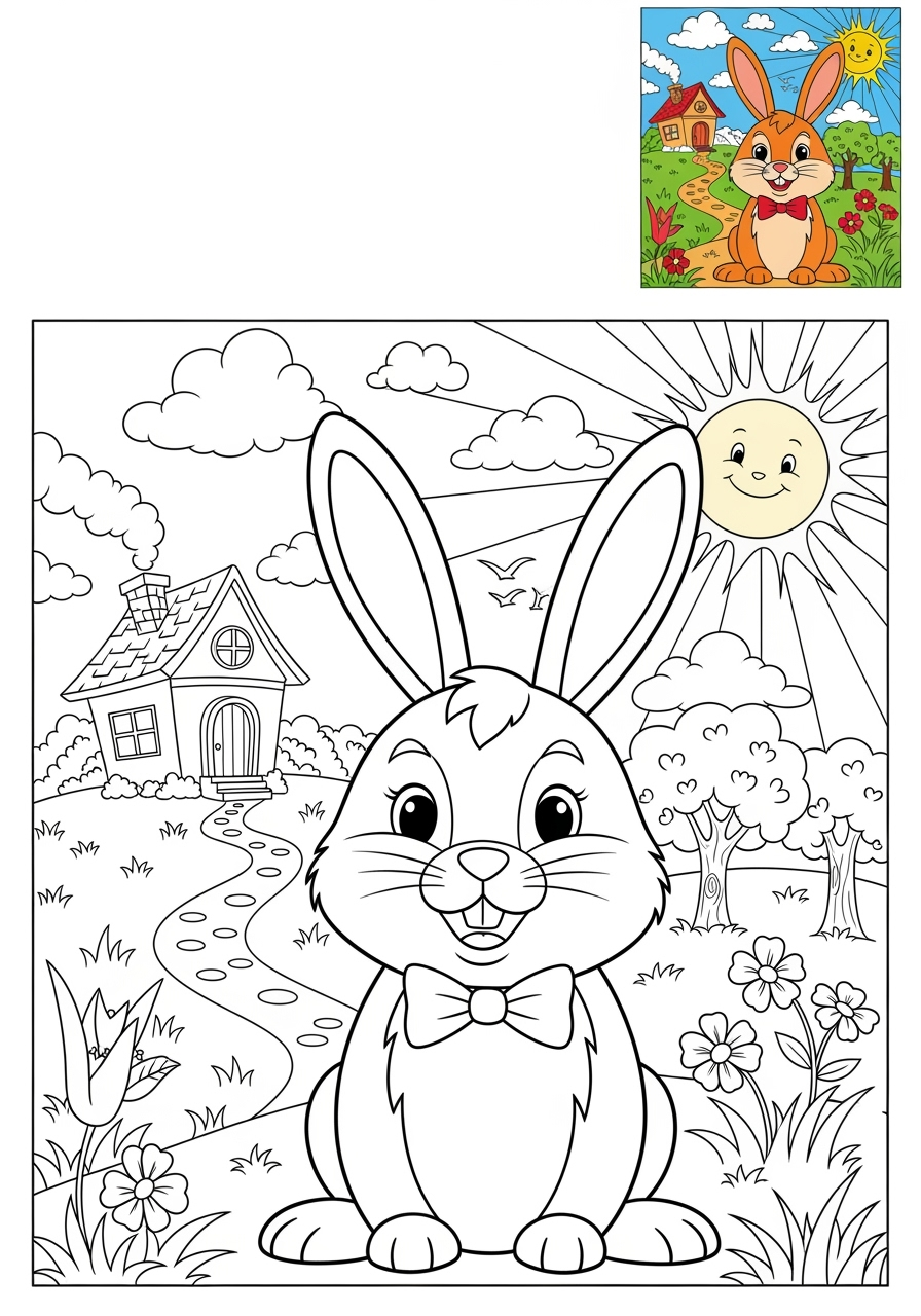 advanced animals Mammals (Forest/Farm) rabbit kids coloring page 1