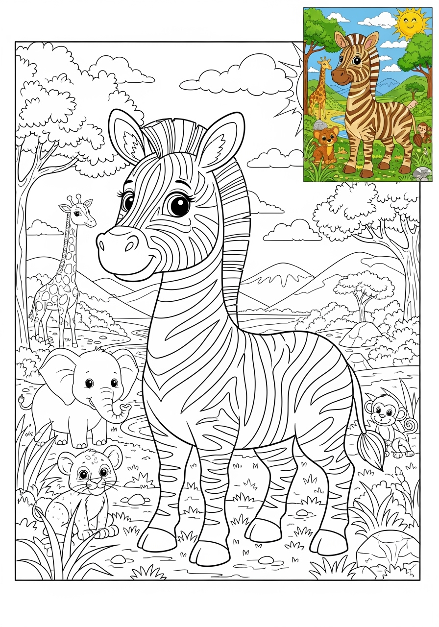 advanced animals Mammals (Forest/Farm) zebra kids coloring page 0