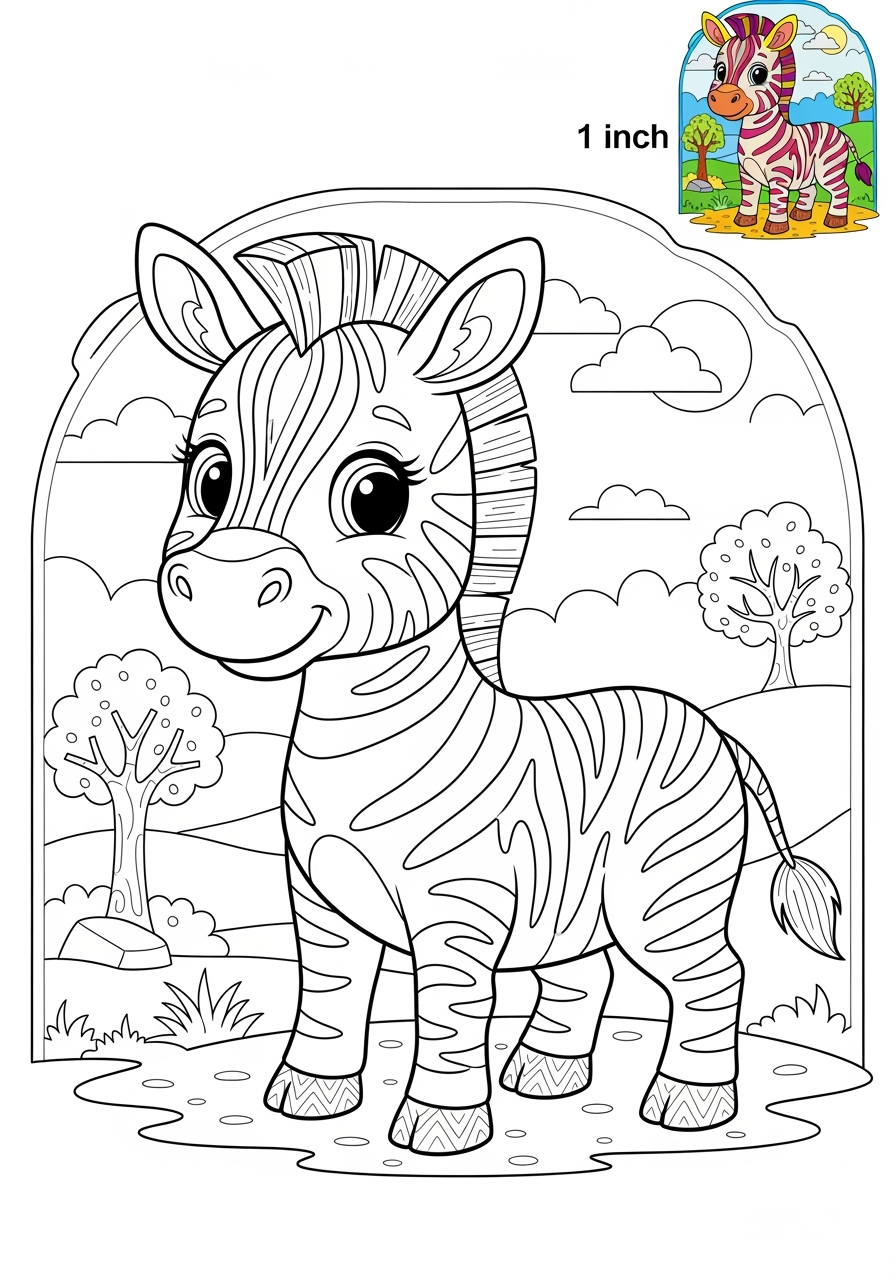 advanced animals Mammals (Forest/Farm) zebra kids coloring page 1