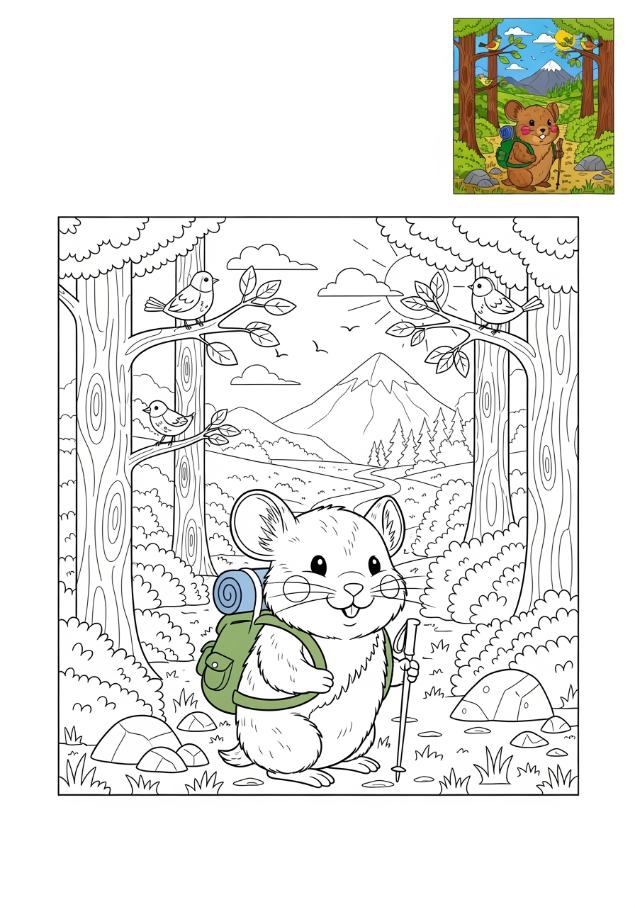 advanced animals Mountain & Alpine pika kids coloring page 1