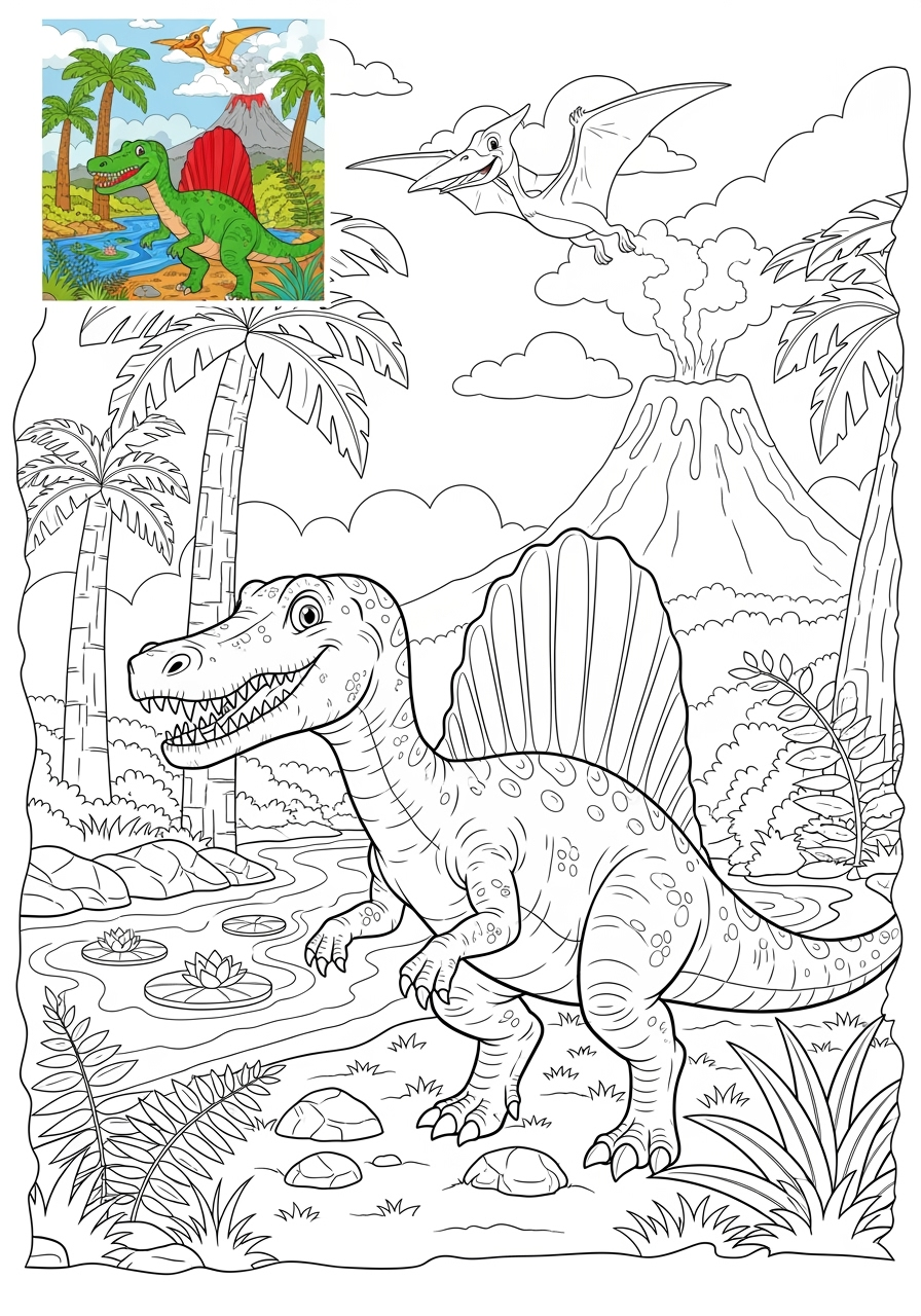 advanced animals Dinosaurs spinosaurus kids coloring page 0