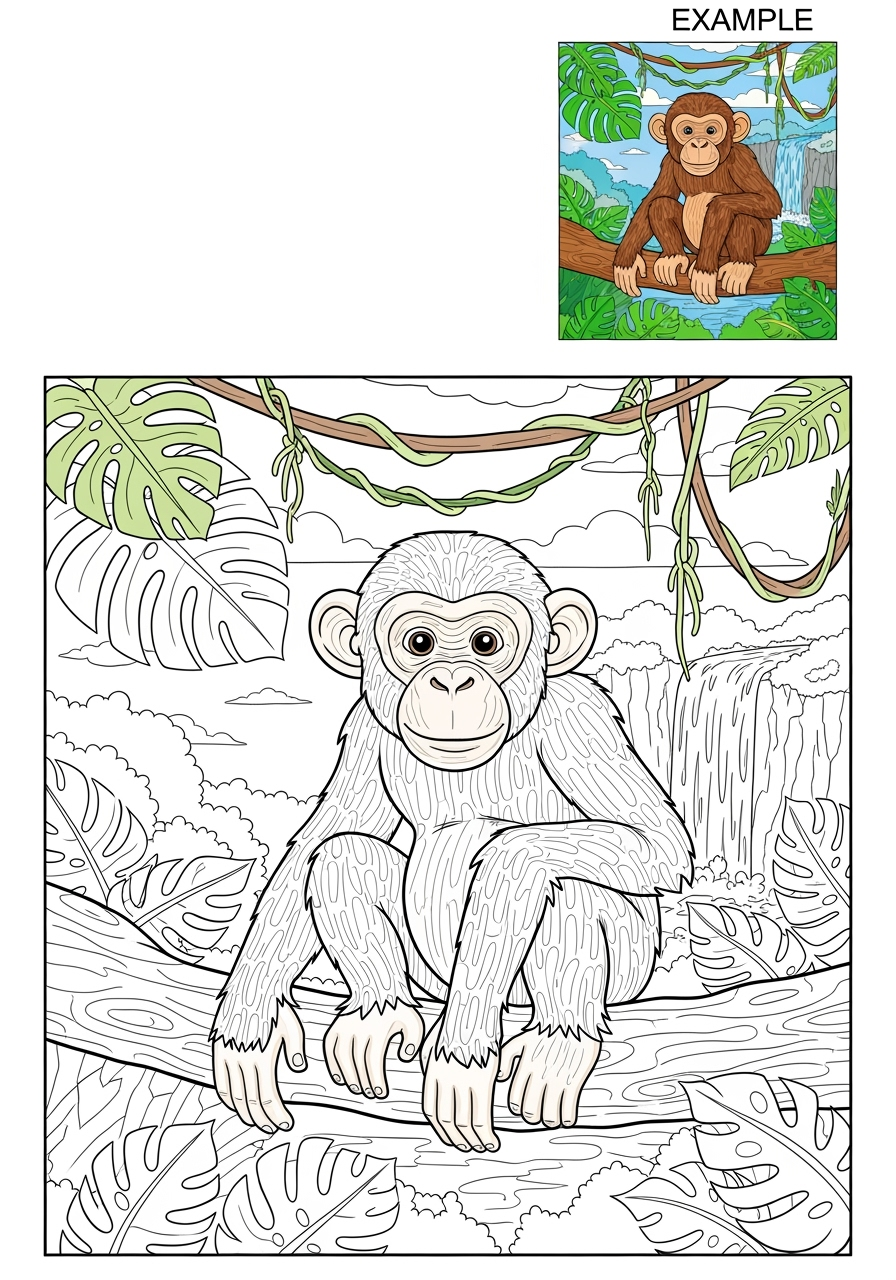 advanced animals Mammals (Various) chimpanzee kids coloring page 0