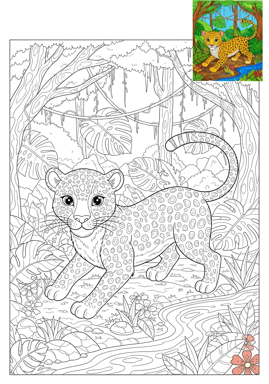advanced animals Mammals (Various) leopard kids coloring page 0