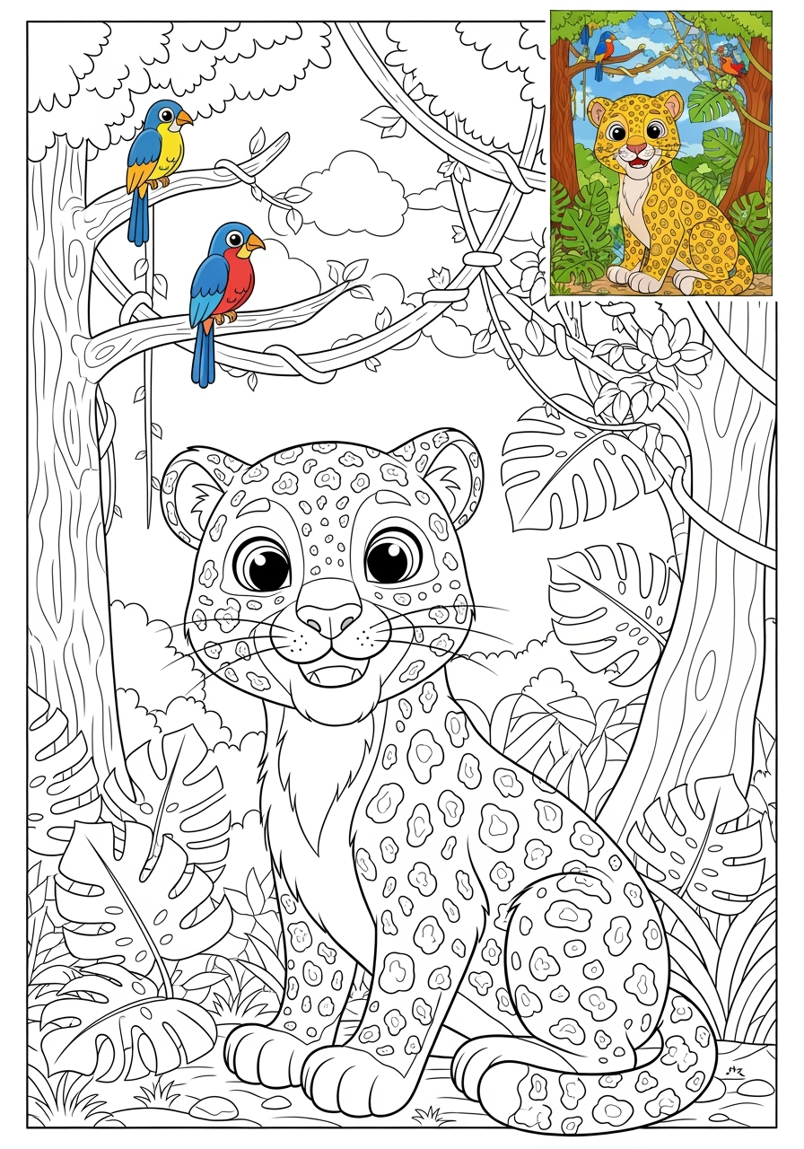 advanced animals Mammals (Various) leopard kids coloring page 1