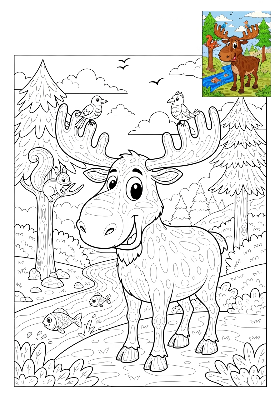 advanced animals Mammals (Various) moose kids coloring page 0