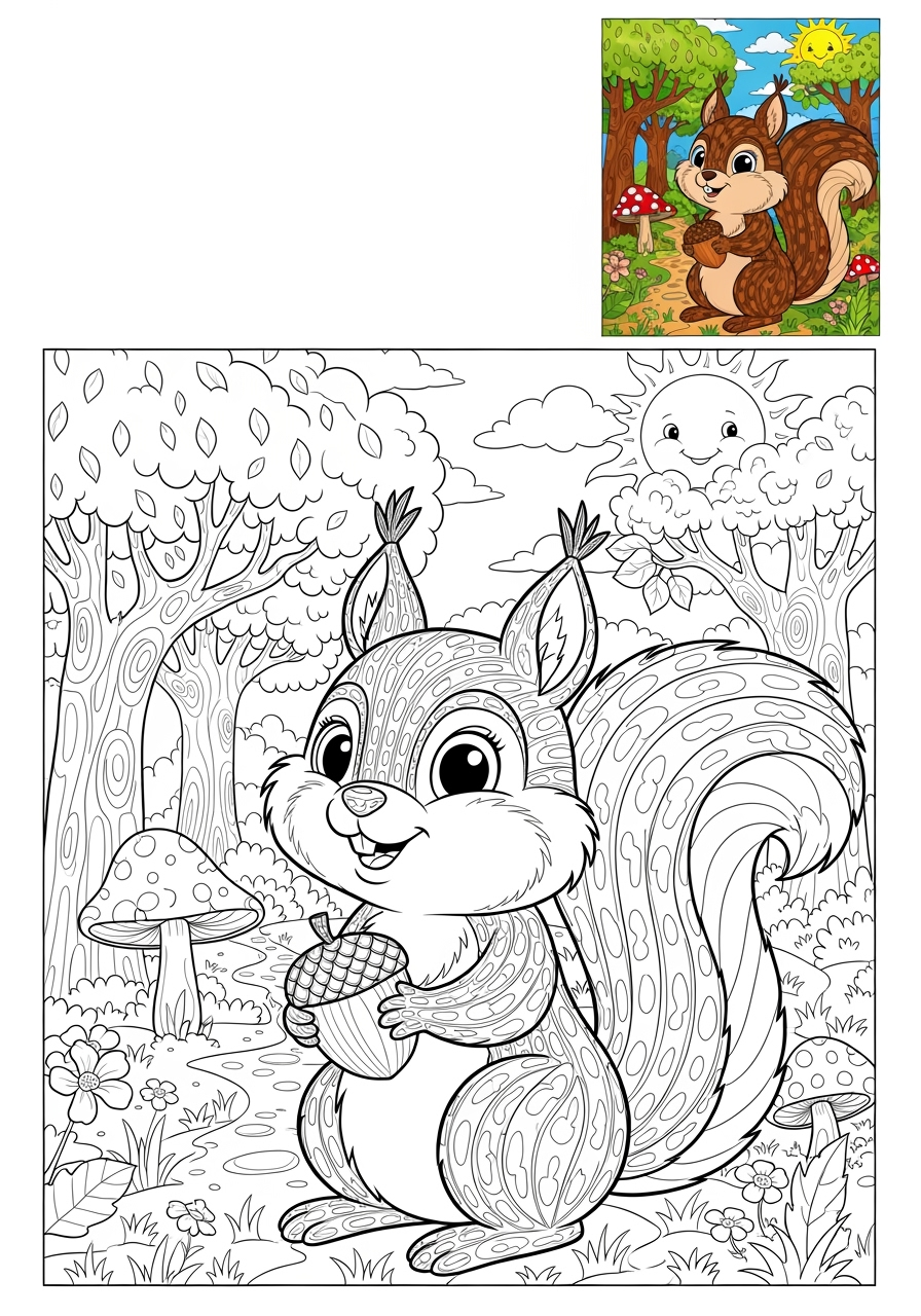 advanced animals Mammals (Various) squirrel kids coloring page 0