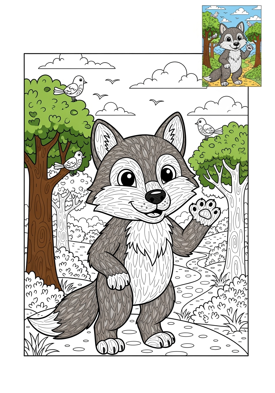 advanced animals Mammals (Various) wolf kids coloring page 0