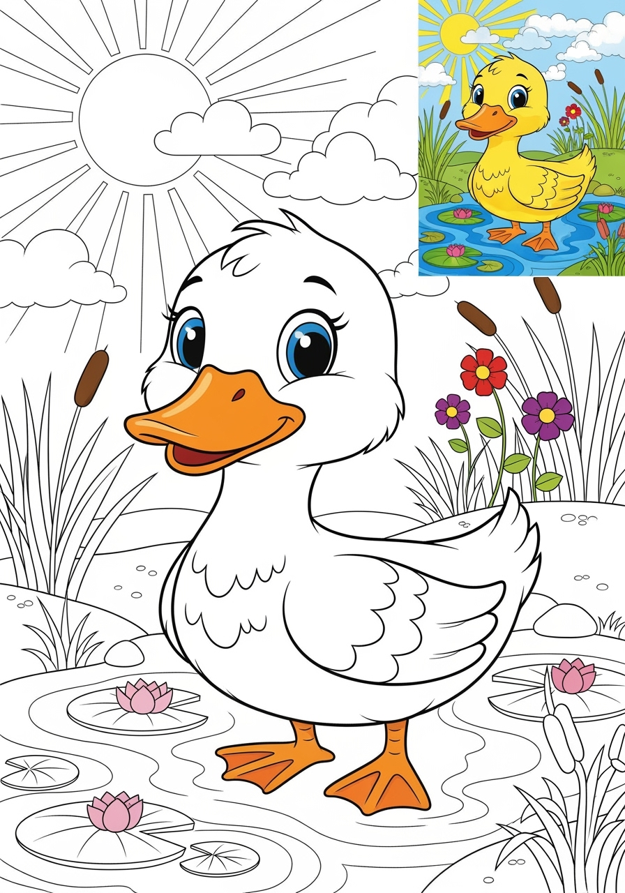 advanced animals Birds duck kids coloring page 0