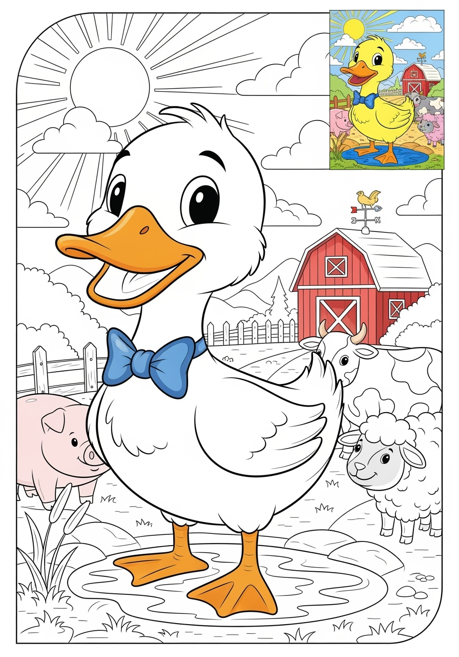 advanced animals Birds duck kids coloring page 1