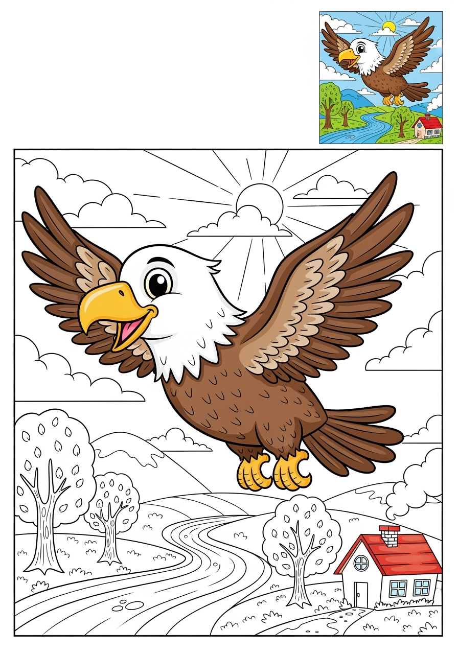 advanced animals Birds eagle kids coloring page 0