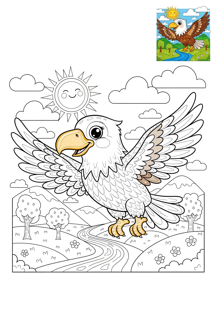 advanced animals Birds eagle kids coloring page 1