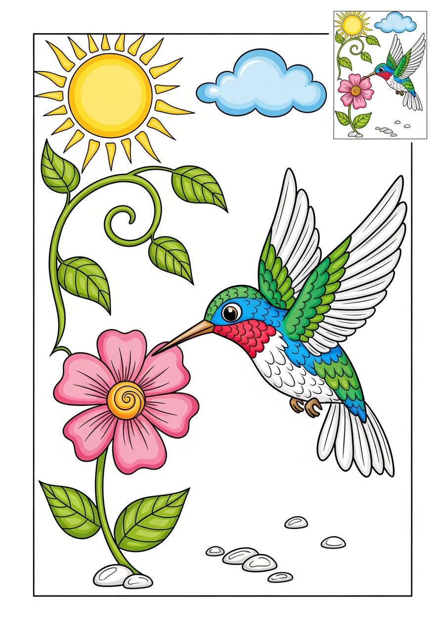 advanced animals Birds hummingbird kids coloring page 0