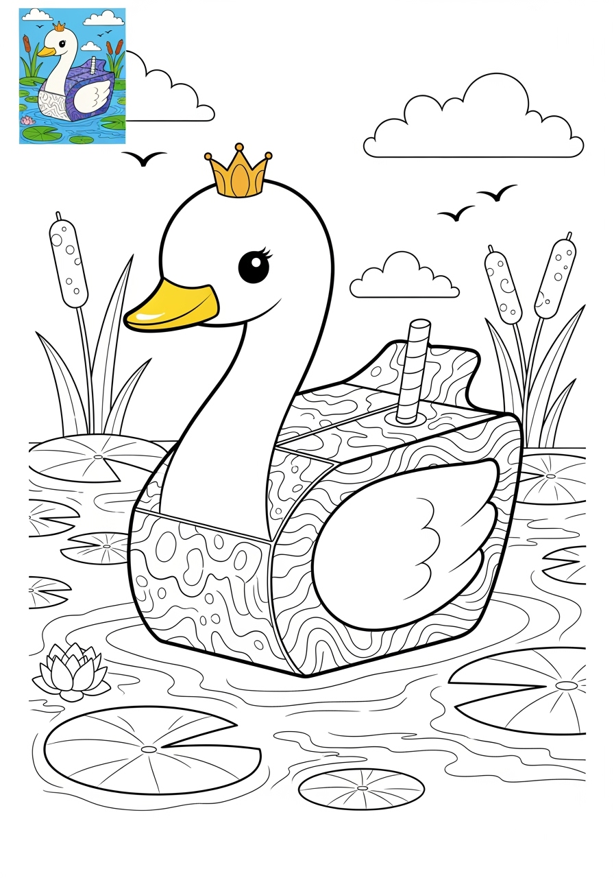 advanced animals Birds swan kids coloring page 0