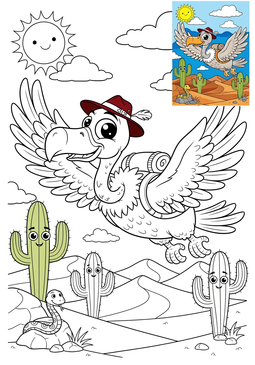 advanced animals Birds vulture kids coloring page 0