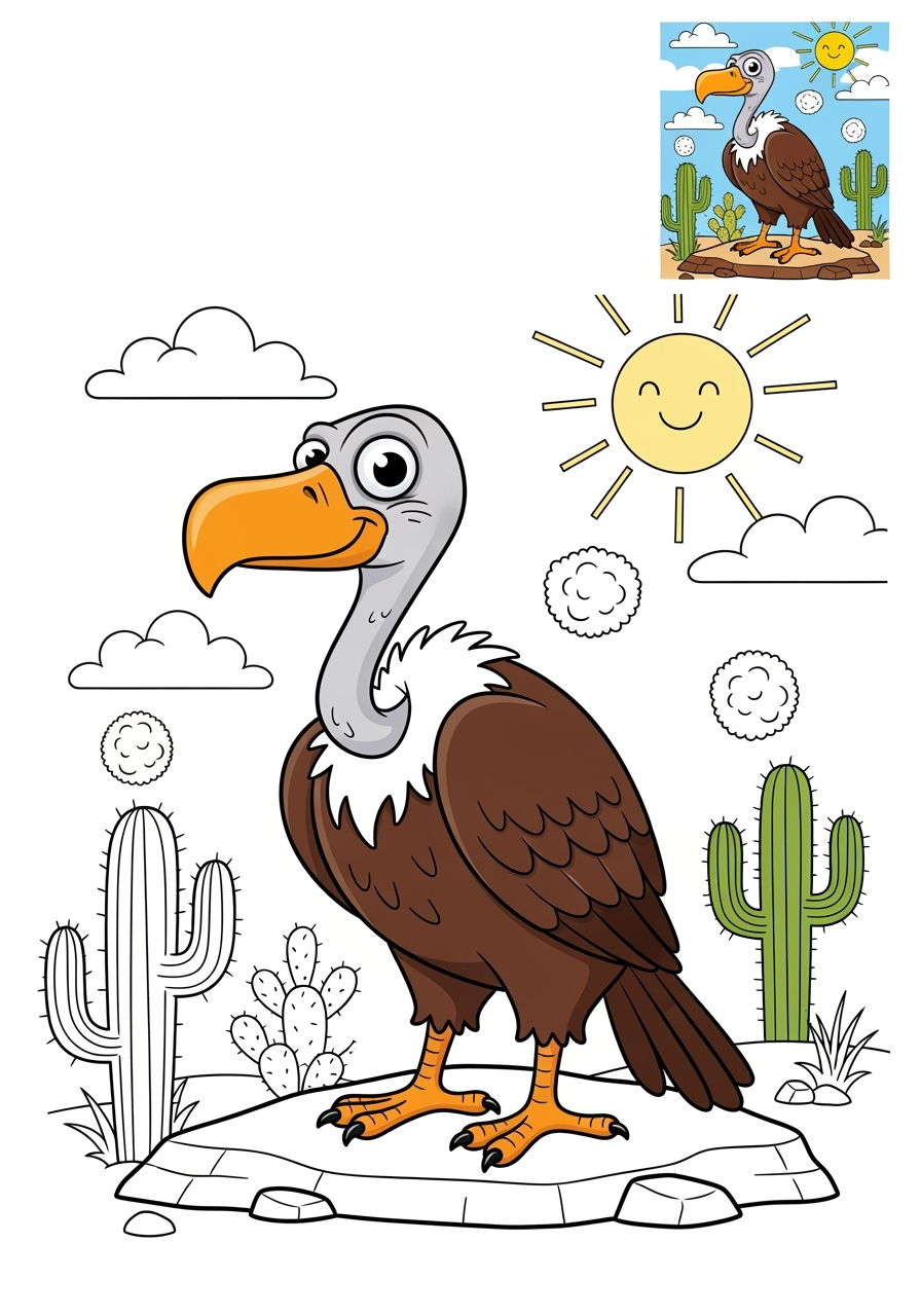 advanced animals Birds vulture kids coloring page 1