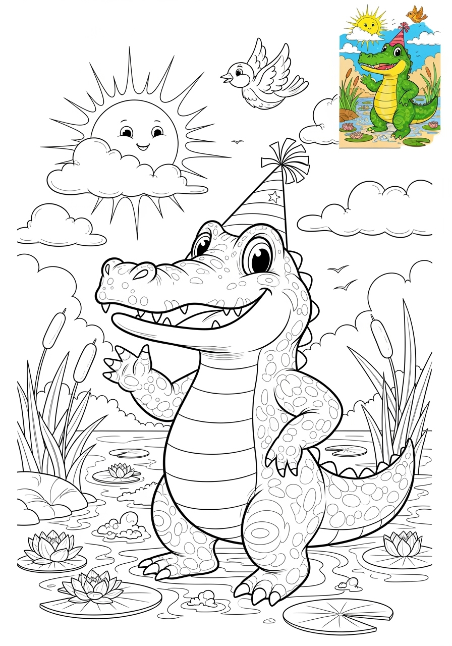 advanced animals Reptiles & Amphibians alligator kids coloring page 0