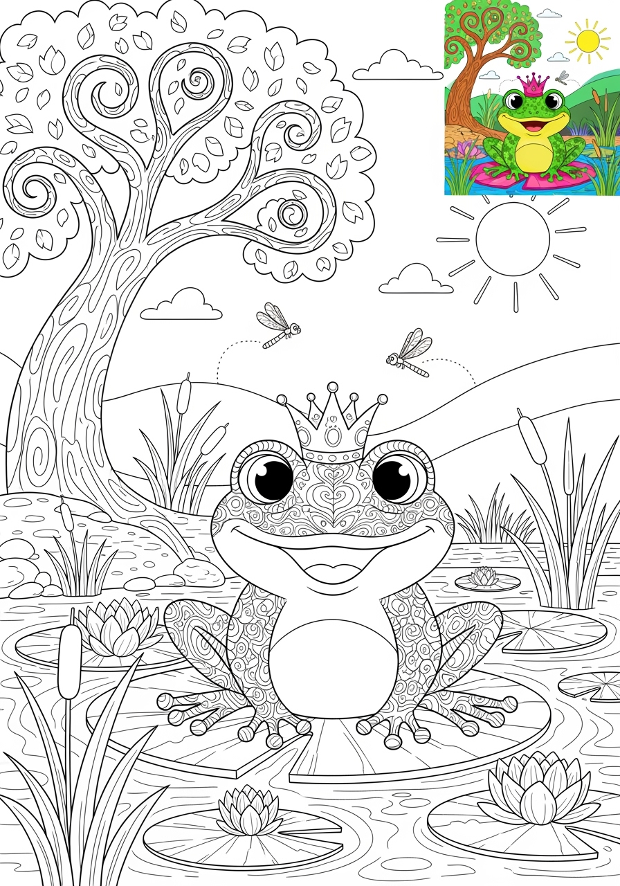 advanced animals Reptiles & Amphibians frog kids coloring page 0