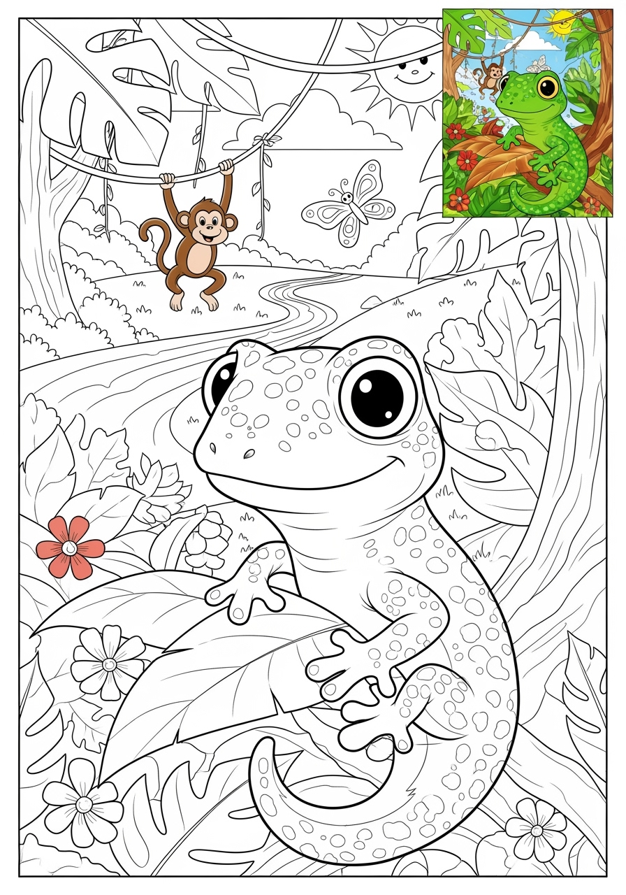 advanced animals Reptiles & Amphibians lizard kids coloring page 0