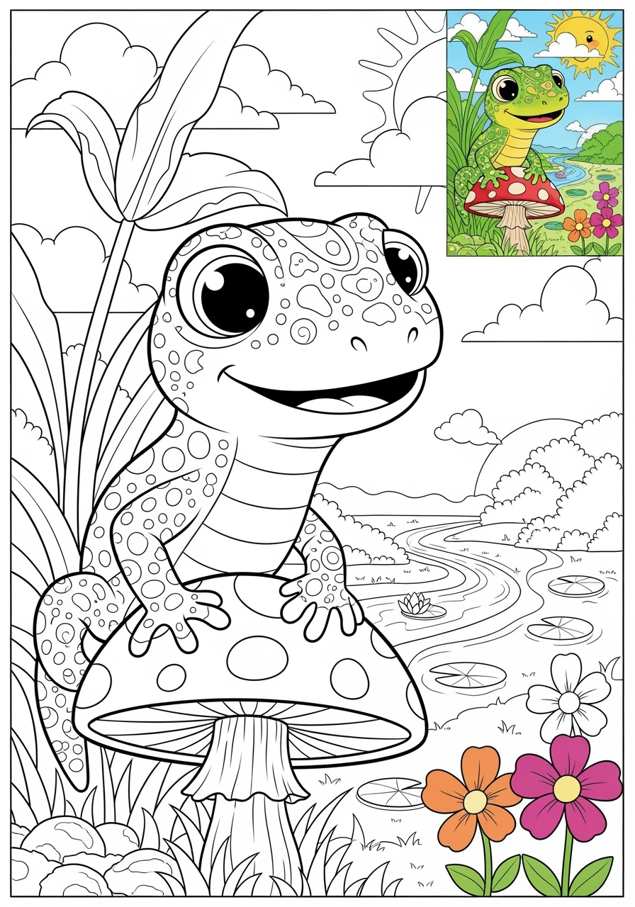 advanced animals Reptiles & Amphibians lizard kids coloring page 1