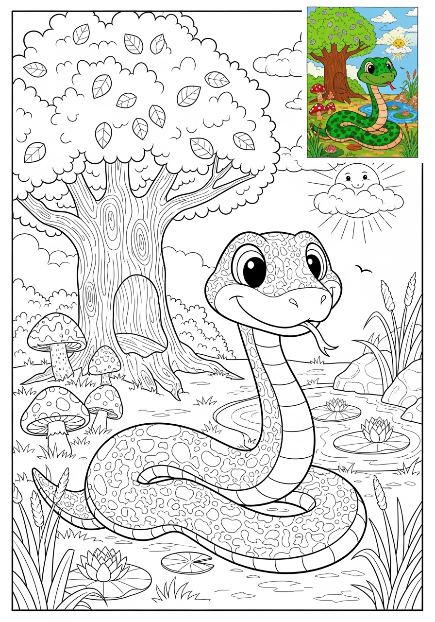 advanced animals Reptiles & Amphibians snake kids coloring page 0