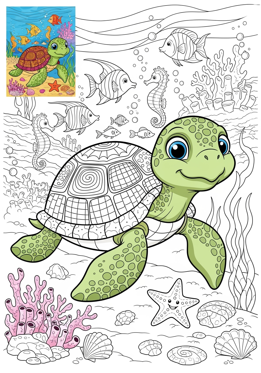 advanced animals Reptiles & Amphibians turtle kids coloring page 0