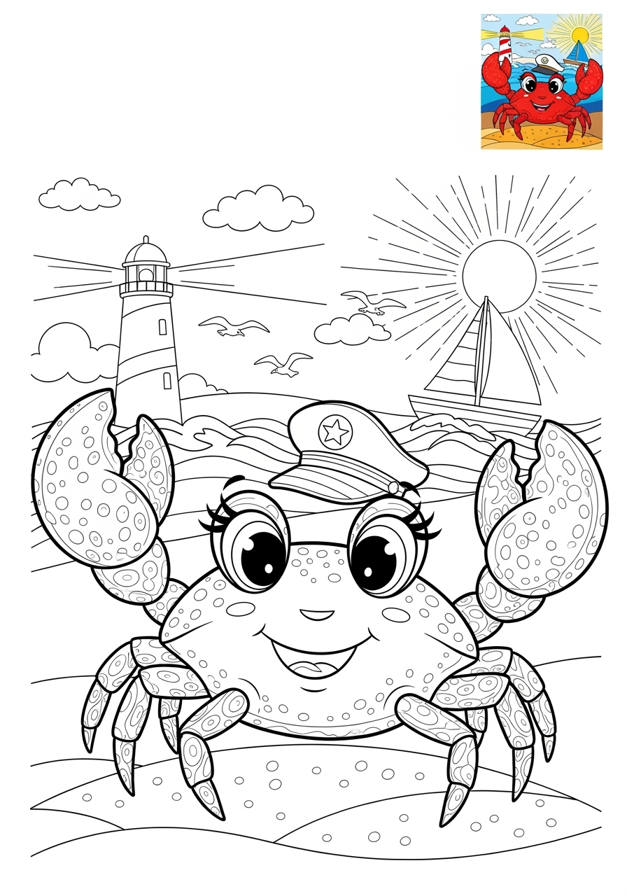 advanced animals Meerestiere (Fische & Säugetiere) crab kids coloring page 1