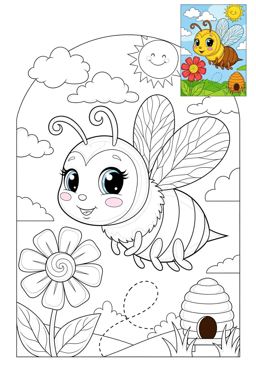 advanced animals Insects & Arachnids bee kids coloring page 0