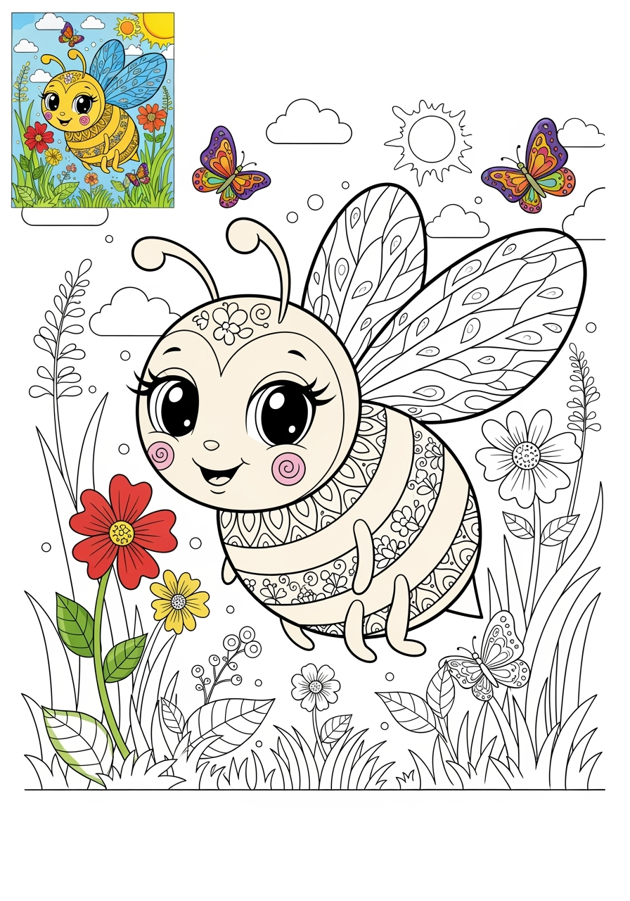 advanced animals Insects & Arachnids bee kids coloring page 1
