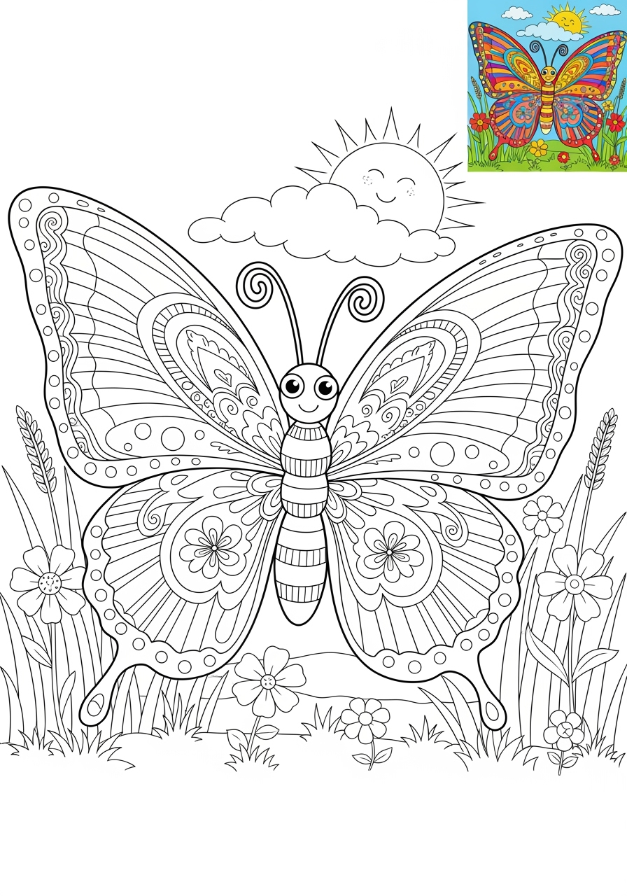 advanced animals Insects & Arachnids butterfly kids coloring page 0