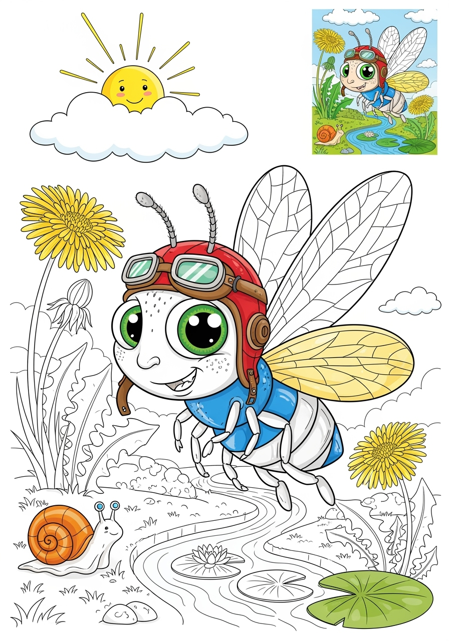 advanced animals Insects & Arachnids fly kids coloring page 0