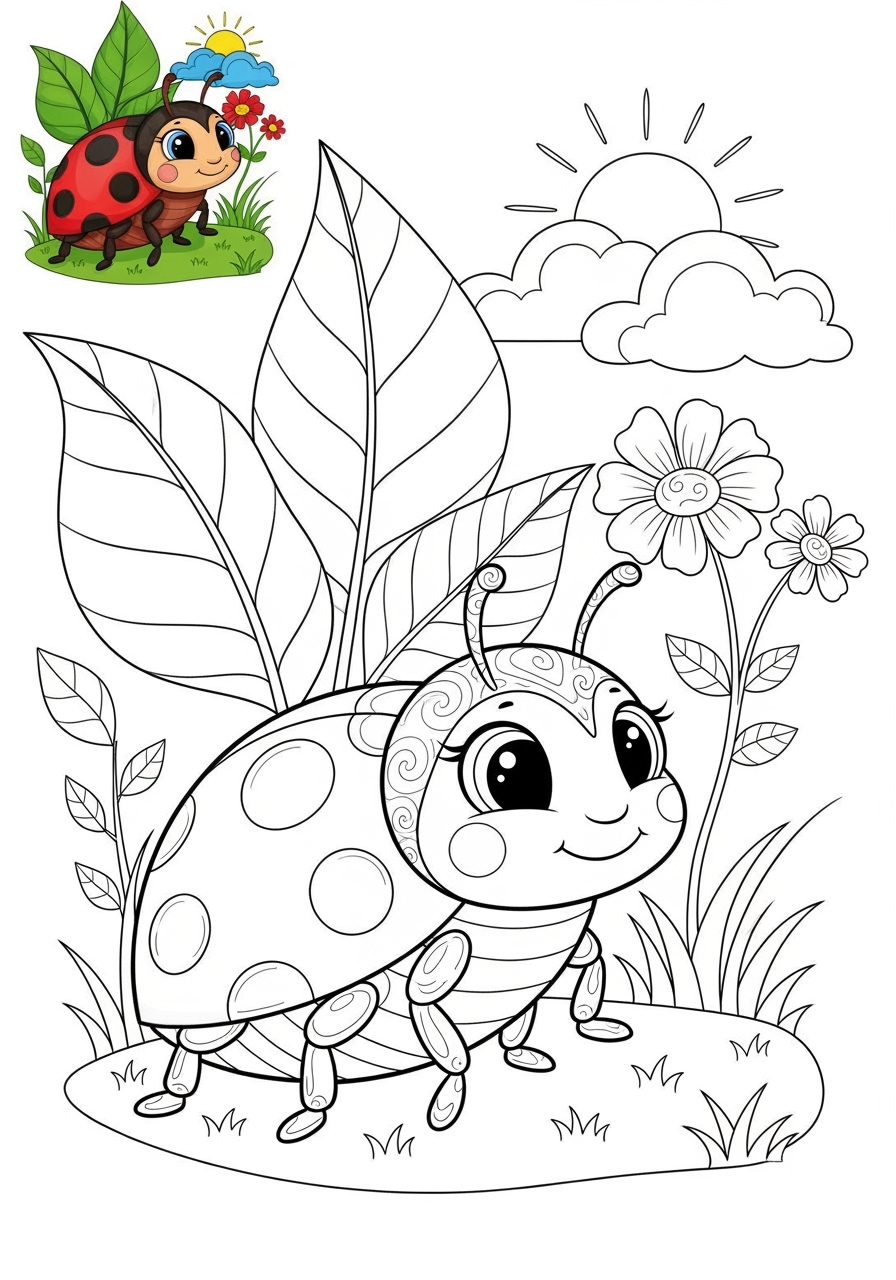 advanced animals Insects & Arachnids ladybug kids coloring page 0