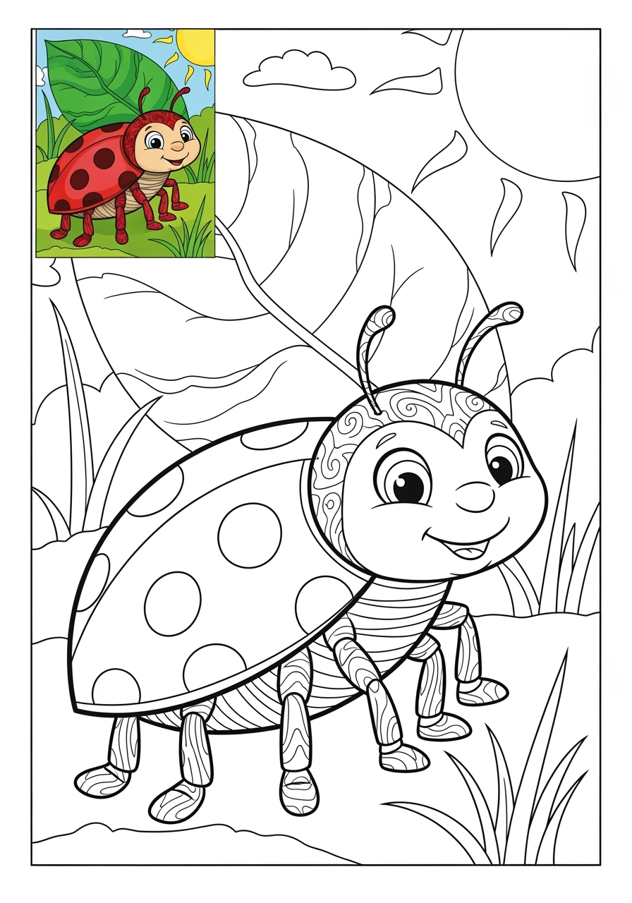 advanced animals Insects & Arachnids ladybug kids coloring page 1